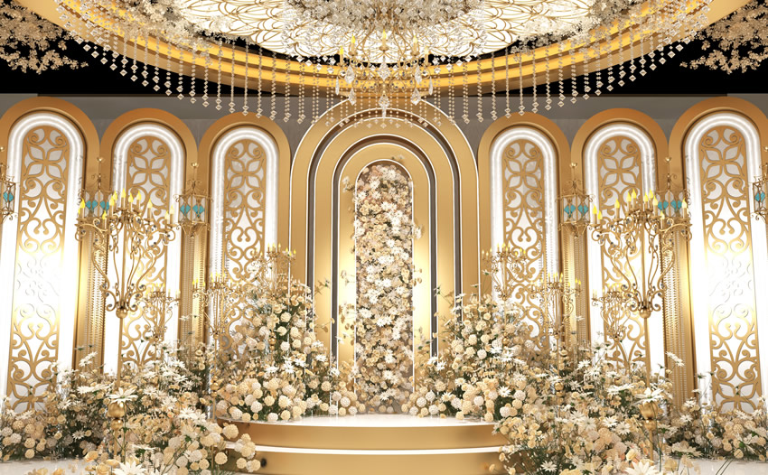 互助香槟色调婚礼堂效果展示